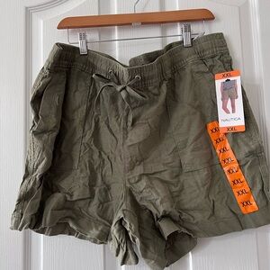 NWT Nautica linen and viscose blend shorts with pockets and adjustable waist.
